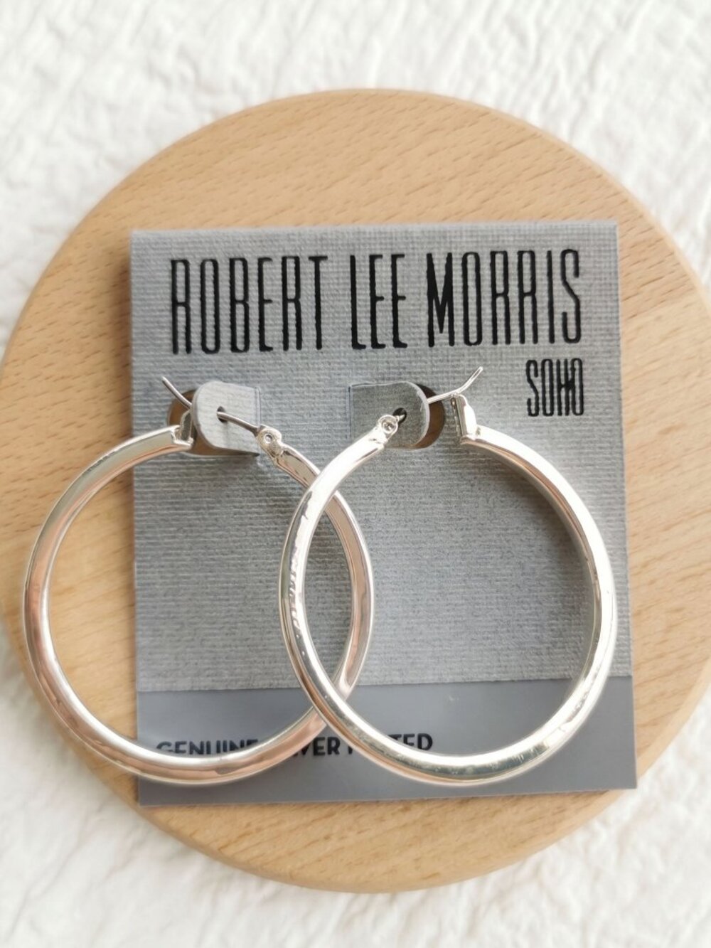 Robert Lee Morris Silver Hoop Earrings 1.3 x 1.3